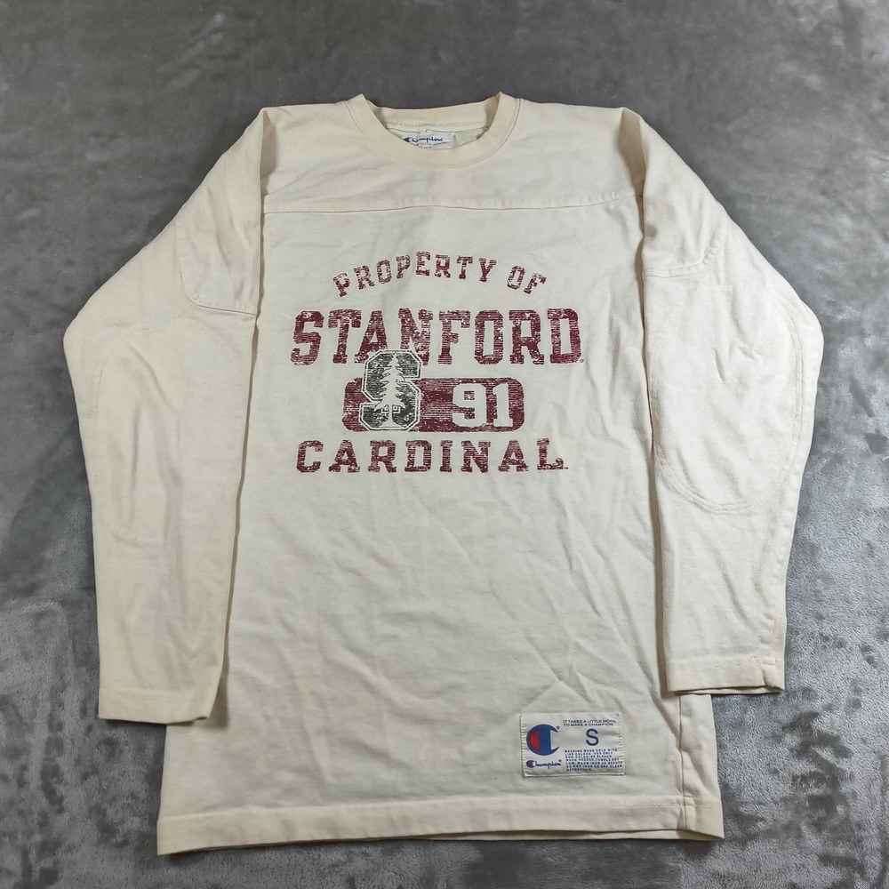 Vintage Champion Stanford Shirt Mens Small Cardinal Long Sleeve Football NCAAs